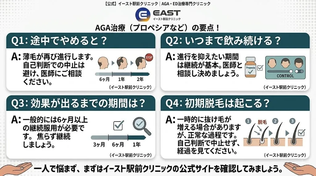 イースト駅前クリニックのAGA治療でよくある質問と回答